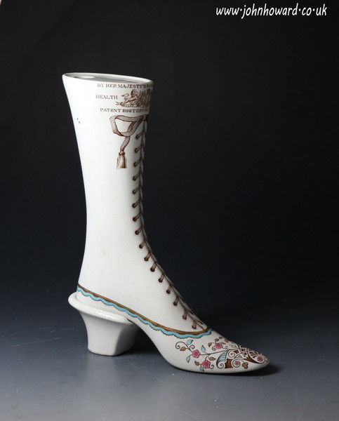 Victorian period pottery shoe warmer with Royal Patent mid 19th century