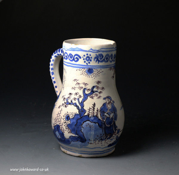 English delftware pottery tankard probably  Bristol late 17thc.