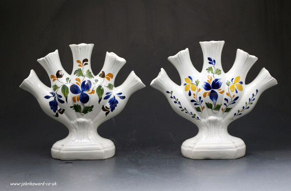 Antique English pottery Prattware Quintels early 19th century