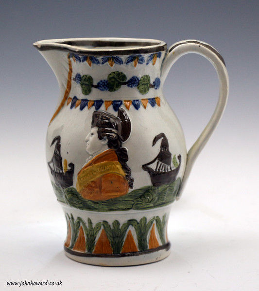 Prattware pottery commemorative Admiral Duncan English pottery late 18th century