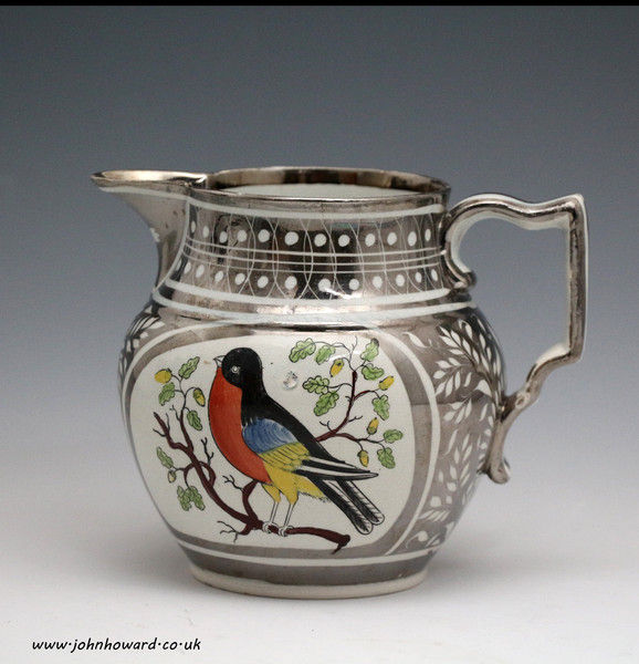 Antique English pottery silver lustre pitcher 