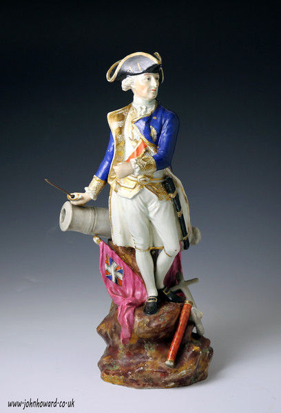 Antique Staffordshire pearlware pottery figure of Lord Rodney