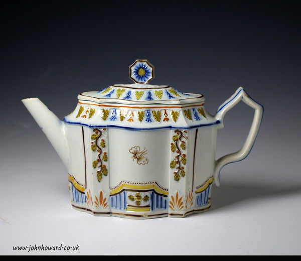 English pottery prattware teapot circa 1810 period.