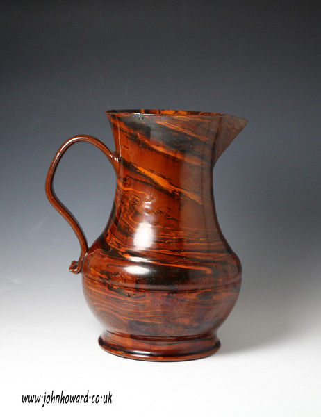 English pottery red agateware pitcher mid 18th century