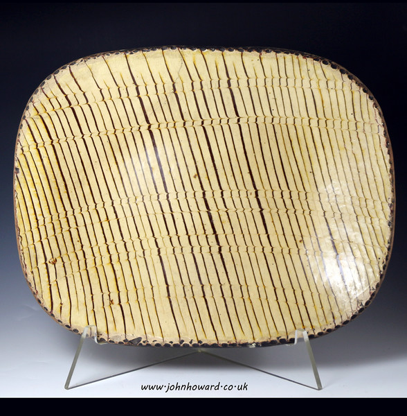 18th century Slipware baking dish comb decorated English pottery
