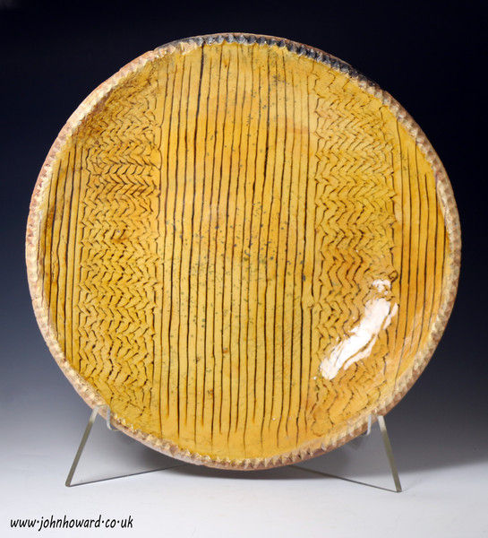 Slipware earthenware pottery comb decorated circular baking or loaf dish late 18th century
