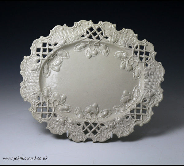 Staffordshire saltglaze relief decorated stand English mid 18th century