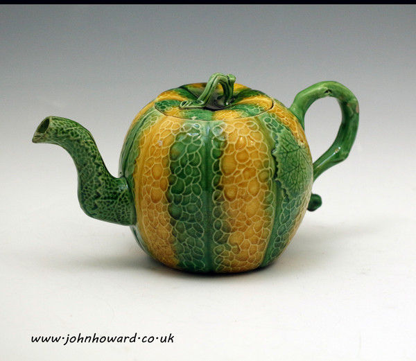 Staffordshire pottery melon shaped creamware  teapot circa 1770