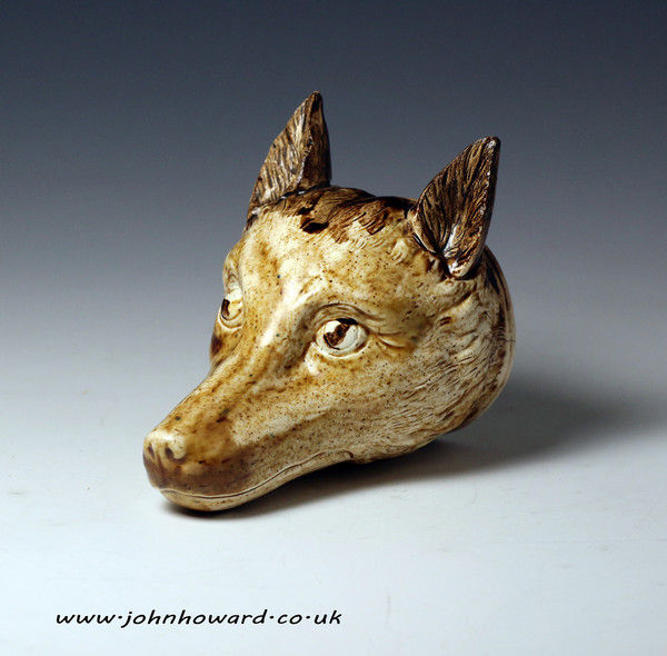 English pottery Fox head stirrup cup late 18th century period.