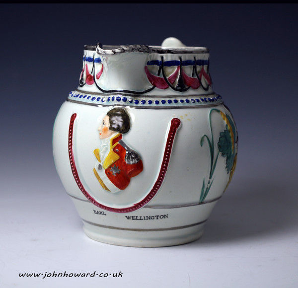 Wellington Commemorative jug Staffordshire pottery circa 1812