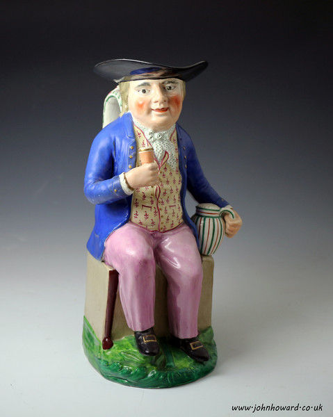 Antique Staffordshire pearlware toby jug figure early 19th century, English 