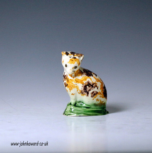 English pottery figure of a seated cat late 18th century probably Staffordshire