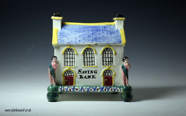 Antique Yorkshire Pottery Saving Bank in the form of the chapel at Mexborough.