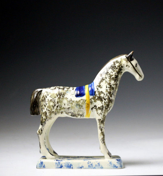 Antique English pottery figure of a standing horse c1800