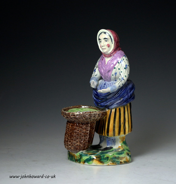 Antique Scottish pottery figure of a fisher woman 1835