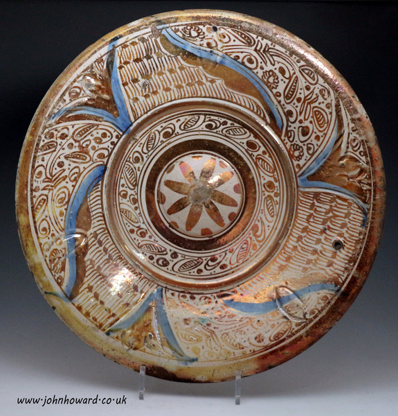 Hispano Moresque pink luster charger  antique period circa 1700