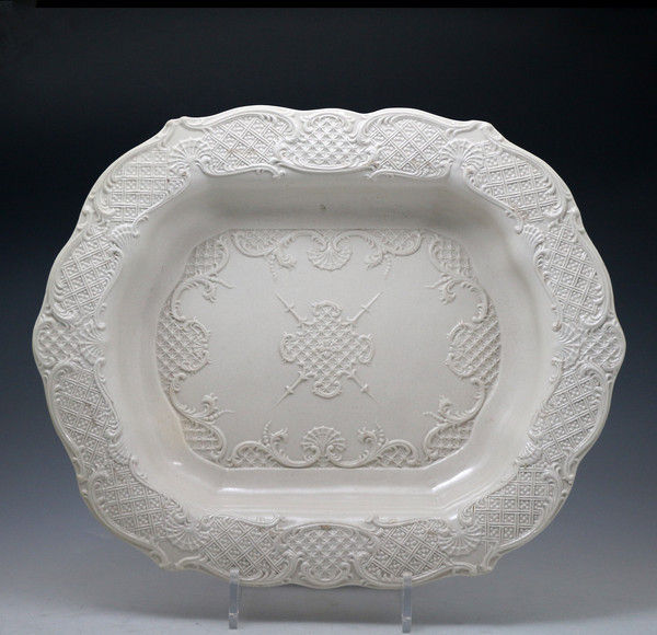 Antique Staffordshire pottery stoneware saltglaze dish mid 18thc.