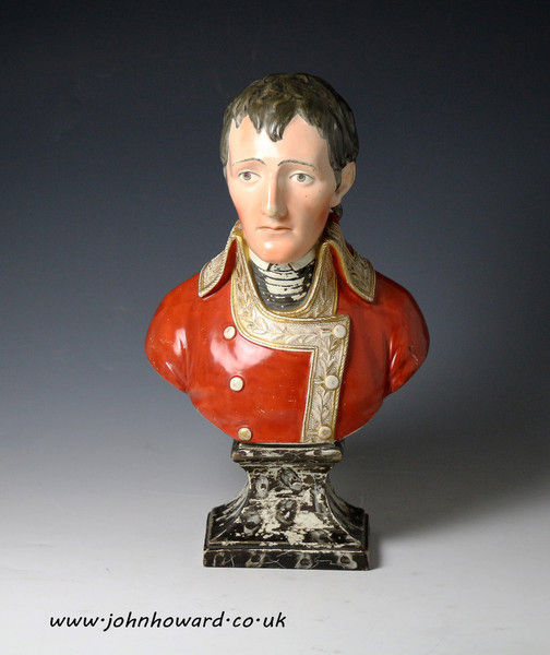 Antique Staffordshire pearlware pottery bust of Napoleon Bonaparte early 19th century England