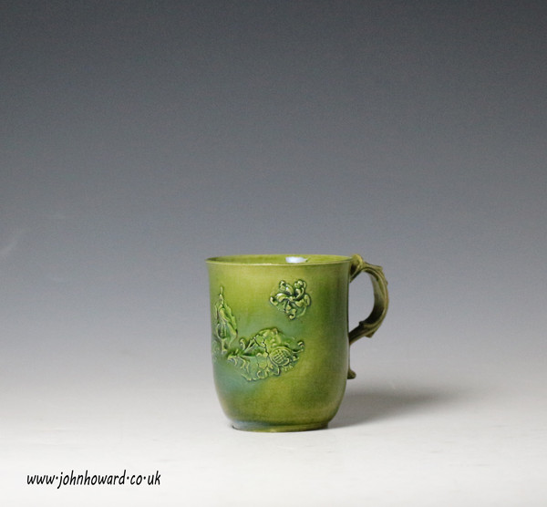 Coffee Cup. Staffordshire green glazed creamware made in mid 18th century