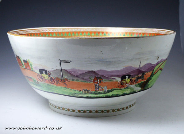 Massive English pearlware Punch Bowl with armorial of the Taylors Guild and  named I.J.E.PEPPERDAY c1800