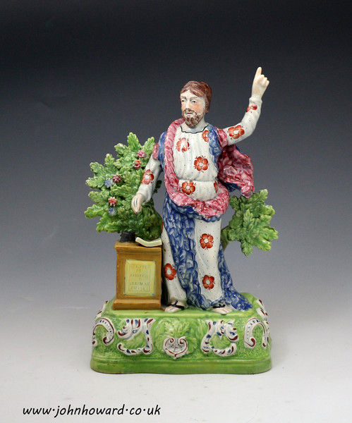 Antique Staffordshire pottery pearlware figure of Jeremiaih early 19th century