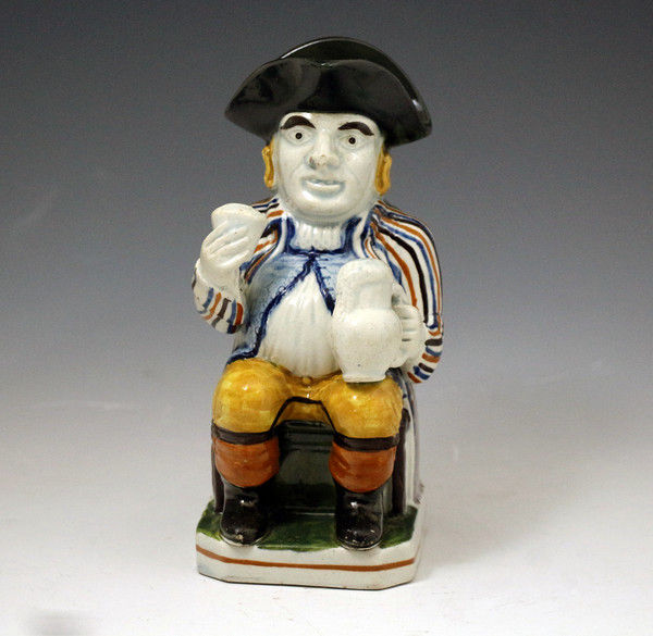 Postillion Prattware toby Jug English pottery early 19th century