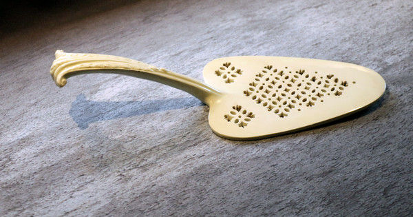 Antique period English creamware slice with reticulated decoration , probably Yorkshire.