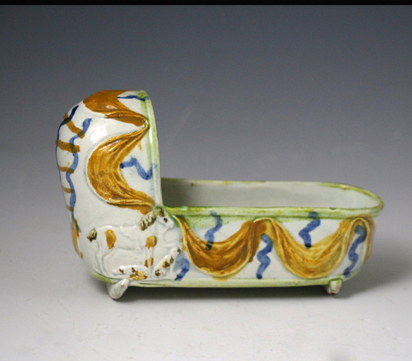 English pottery prattware cradle antique period c1800
