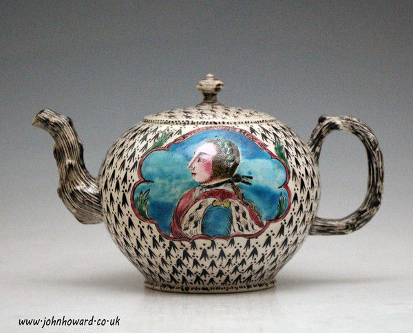 King of Prussia Saltglaze teapot, Staffordshire  mid 18thc.