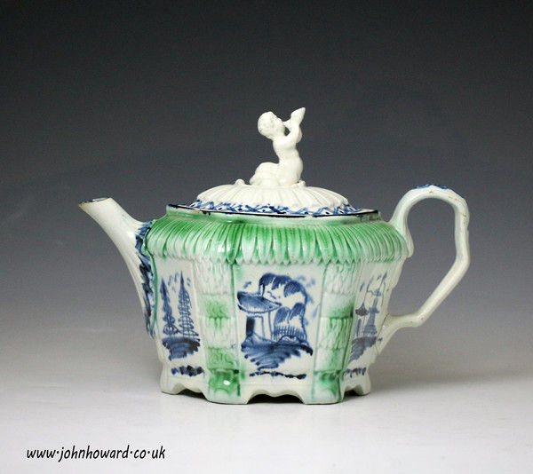 Antique English Pottery pearlware teapot late 18th century.