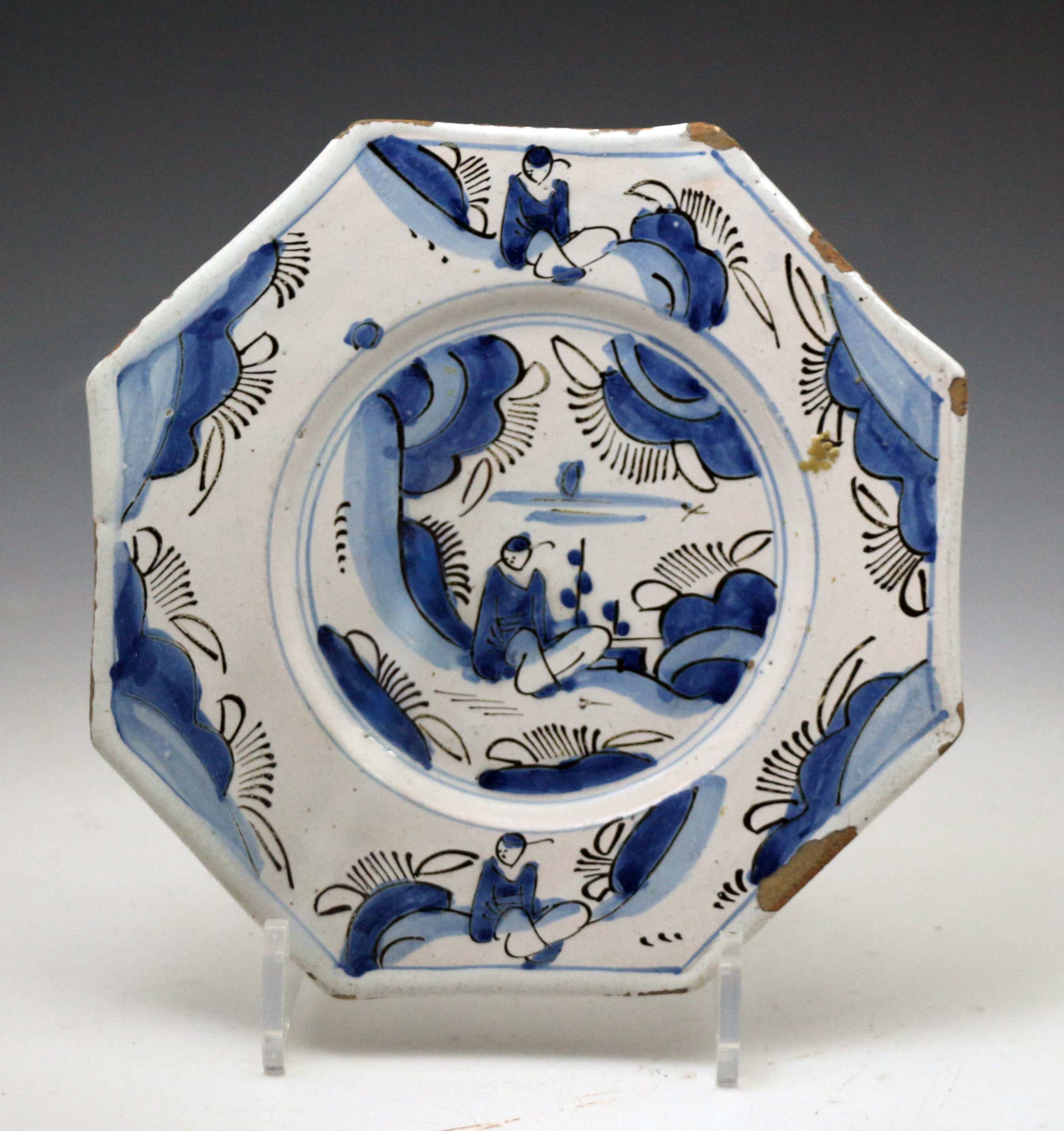 Early English pottery delftware plate London late 17th century period.