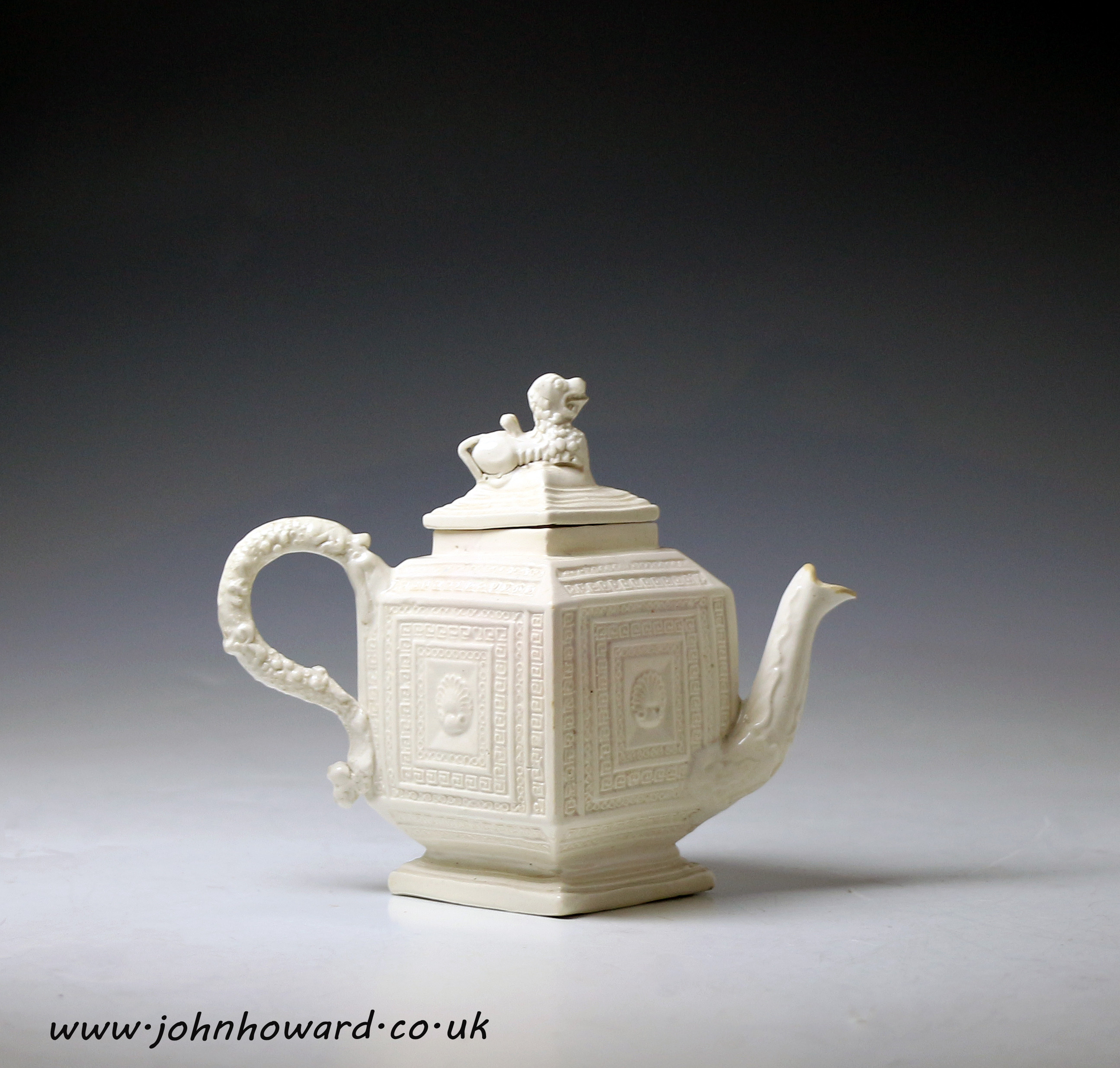Staffordshire pottery stoneware saltglaze teapot, antique period mid 18th century.