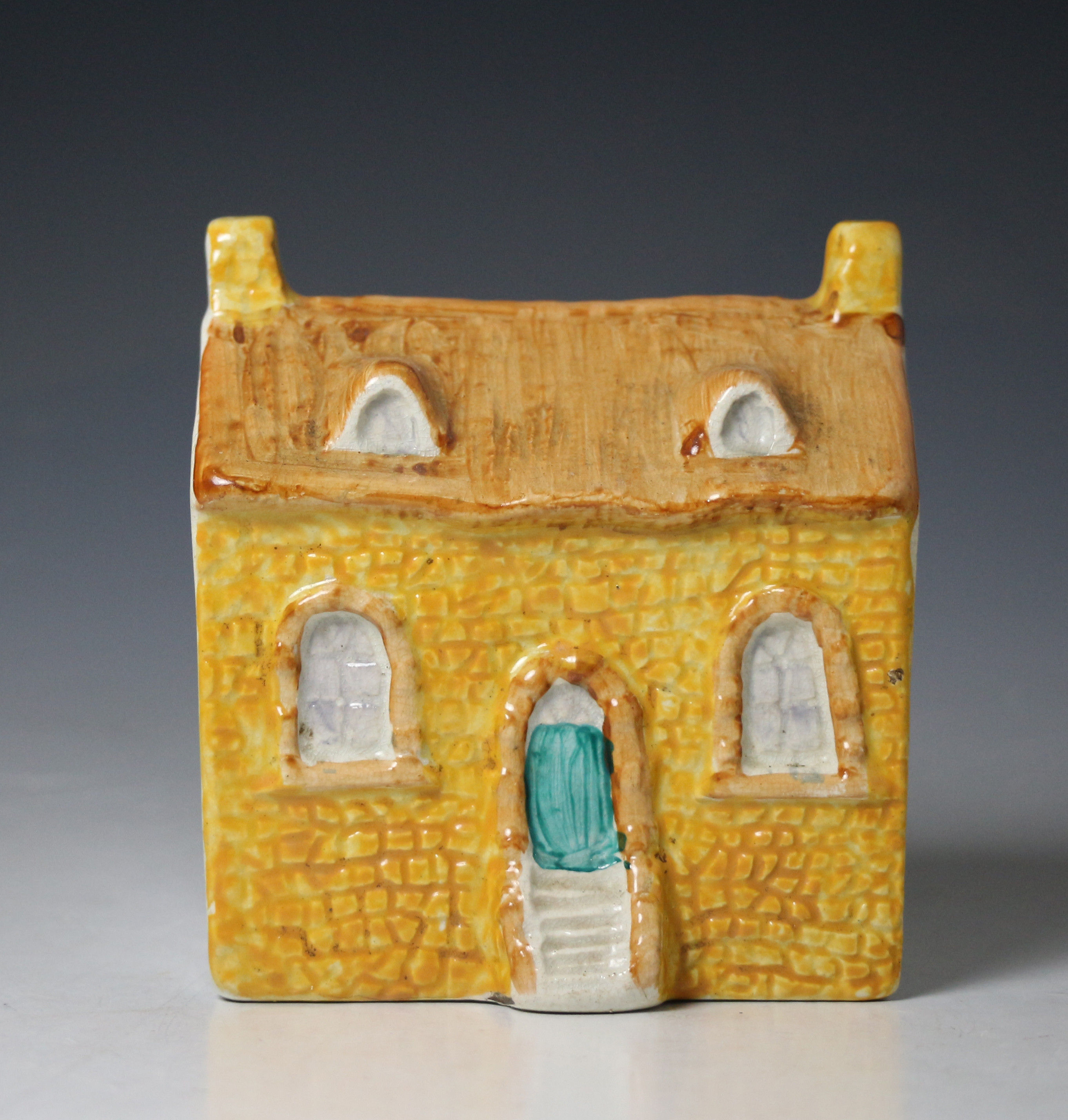 Staffordshire pottery cottage money box- bank circa 1840 English