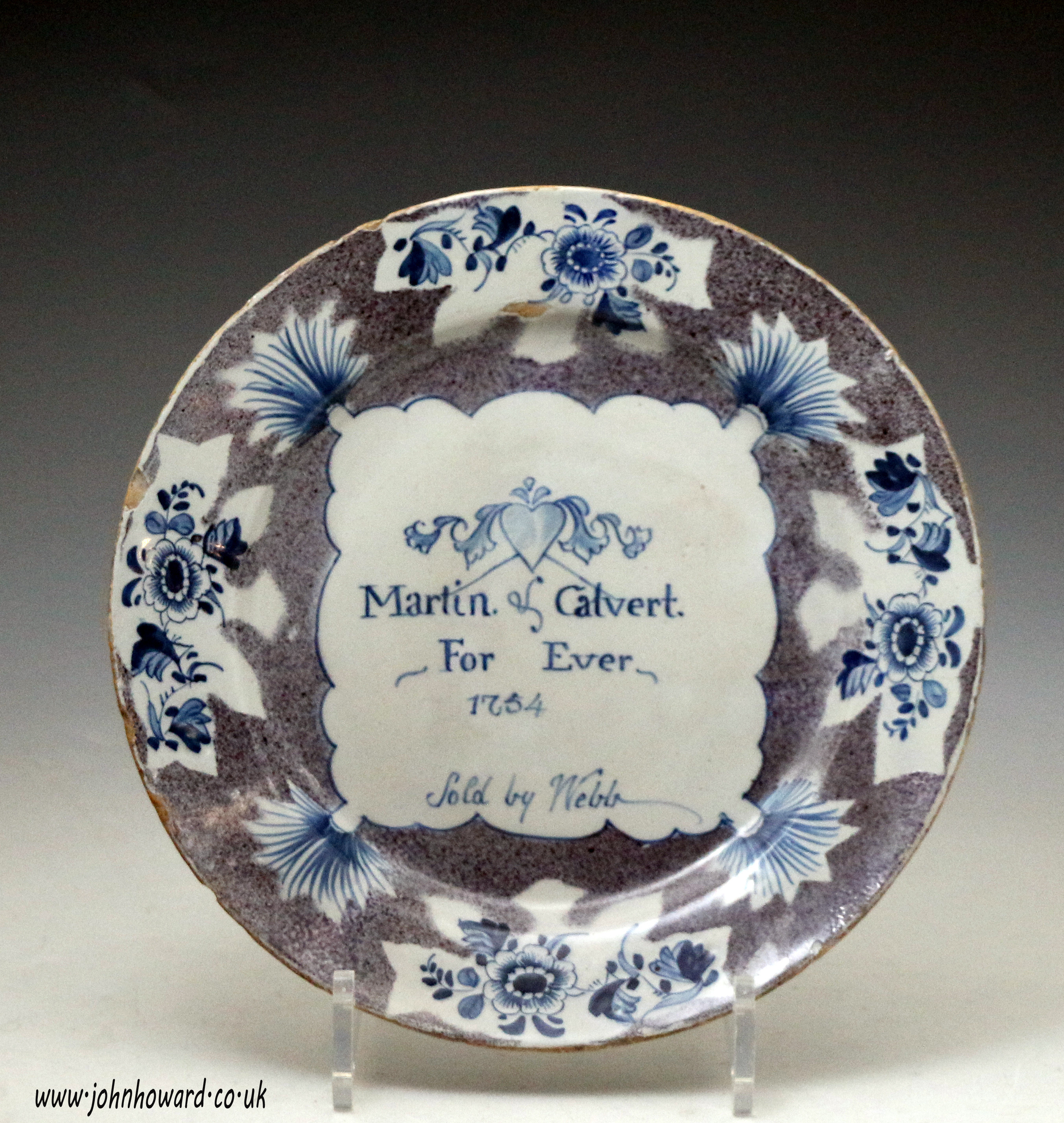 English delftware pottery election plate dated 1754 with the inscription 