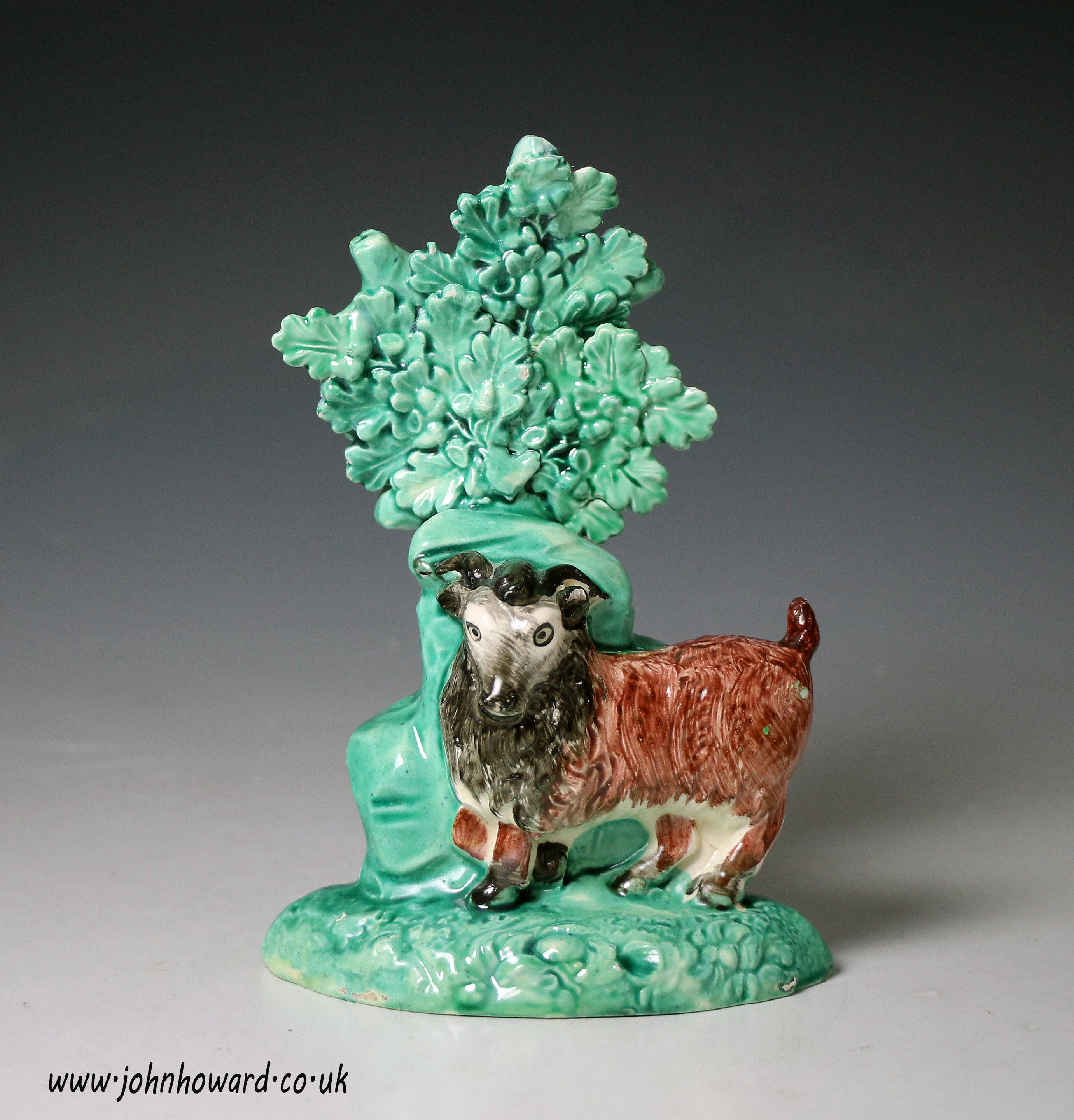 Antique Staffordshire pearlware pottery figure of a goat early 19th century English.