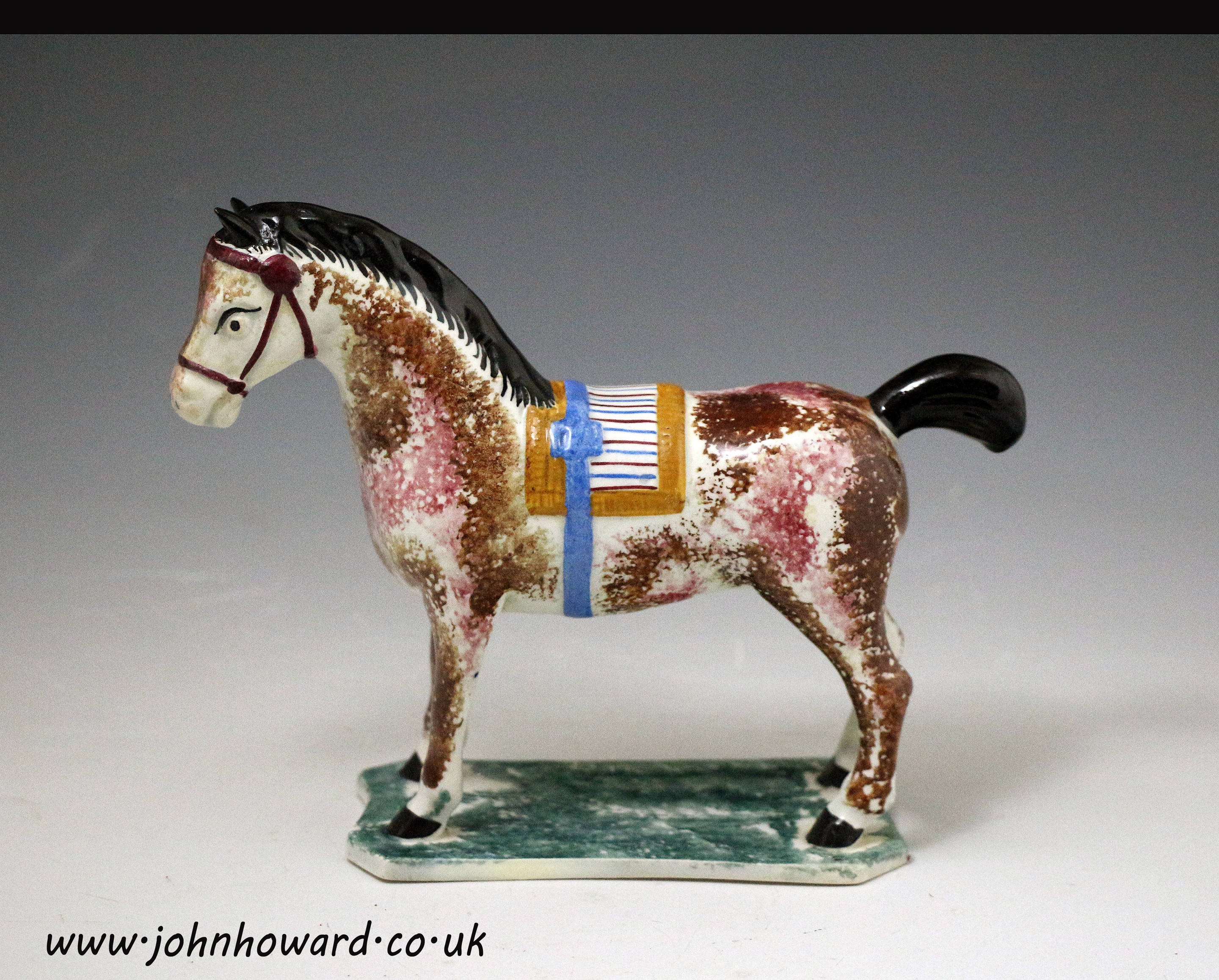 Antique English pottery pearlware figure of a horse , St Anthony's Pottery Newcastle on Tyne.