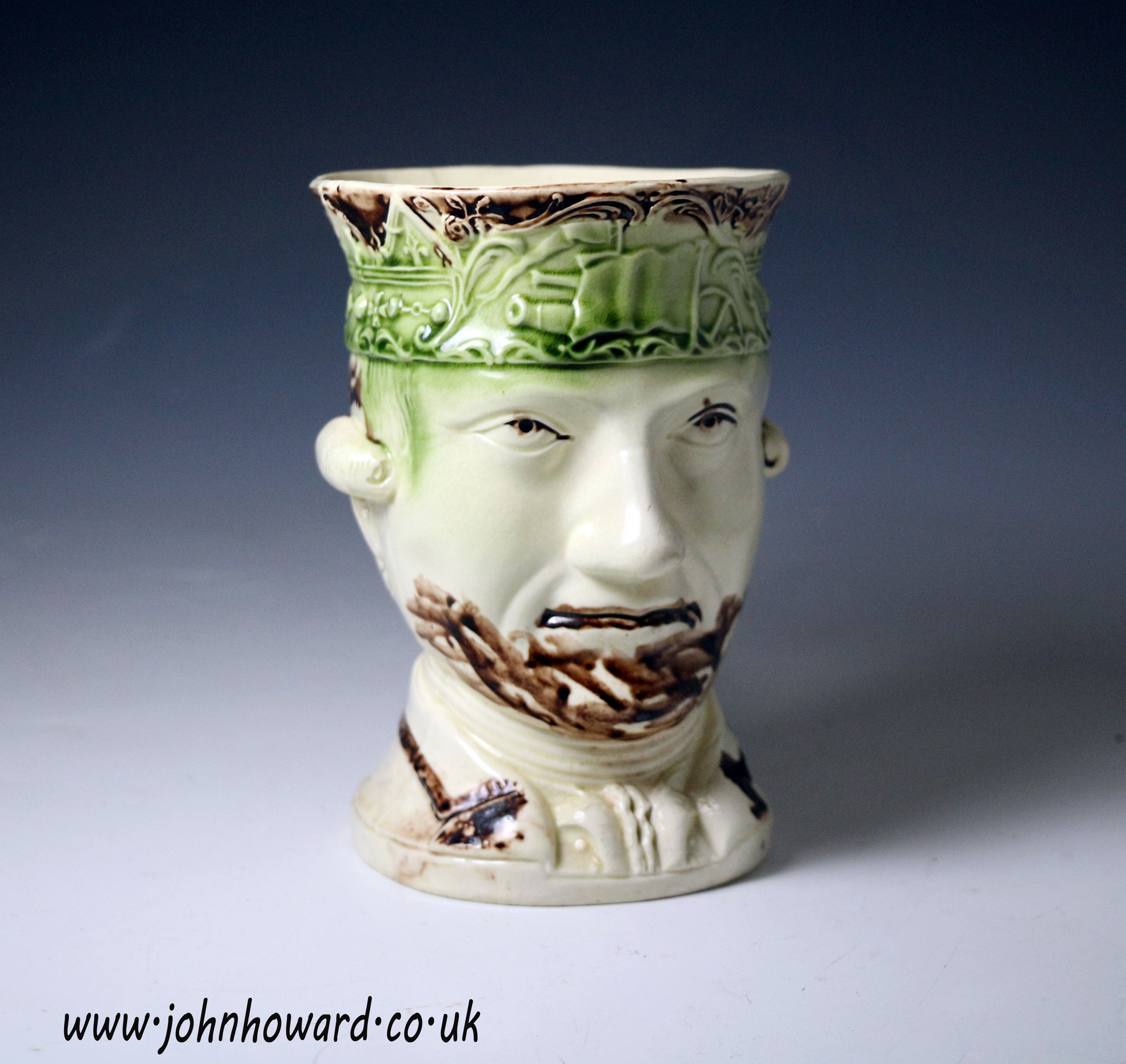 Admiral Rodney pottery commemorative tankard antique period  late 18th century Staffordshire