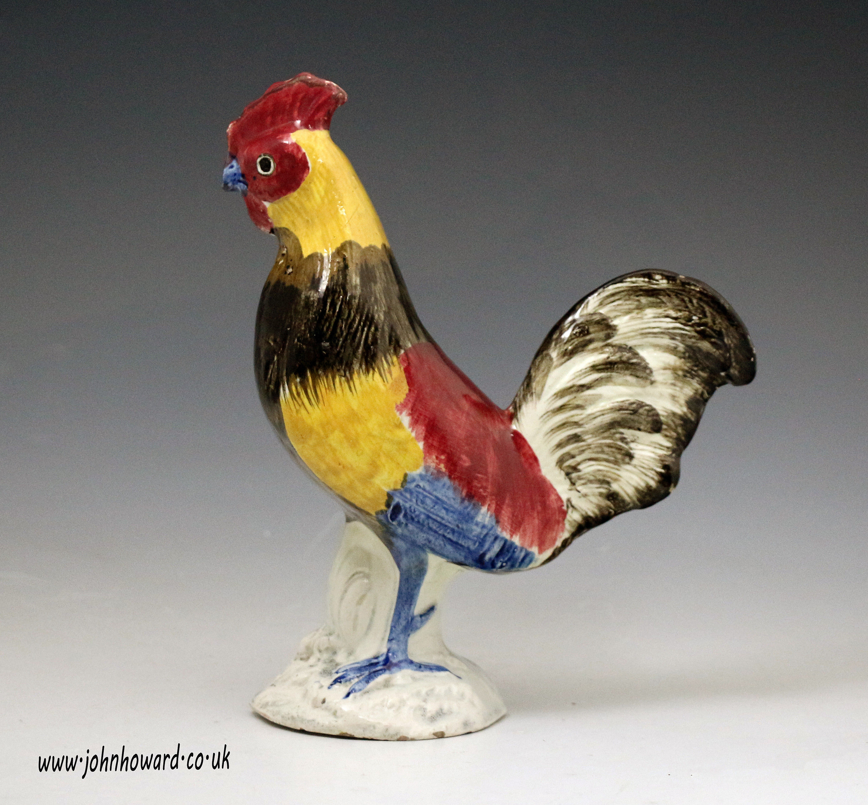 Antique Scottish pottery of a rooster figure Portobello Pottery early 19th century