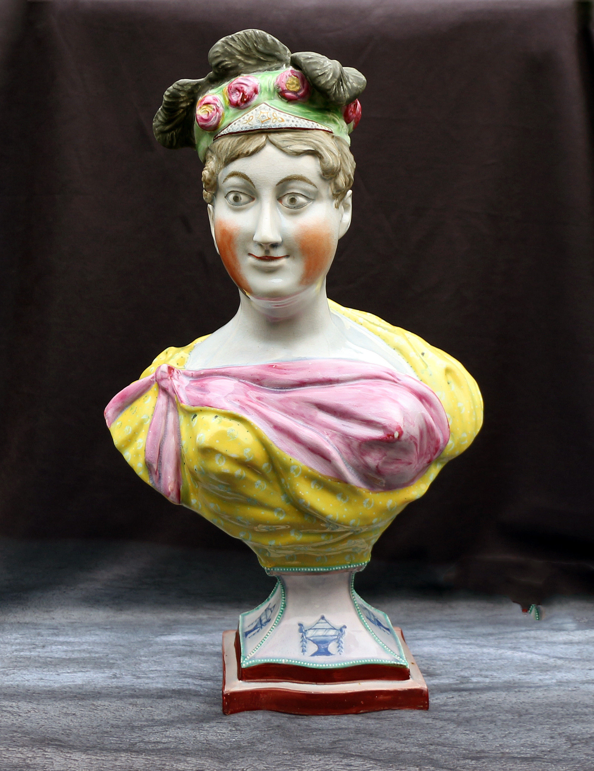 Staffordshire pottery large scale bust of Princess Charlotte in pearlware early 19th century