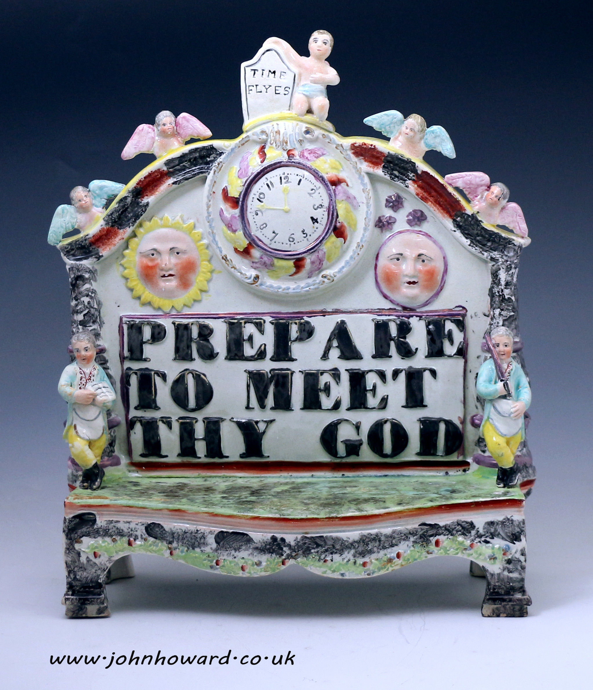 English pottery Staffordshire figure group Titled Prepare to meet thy God. Early 19th century