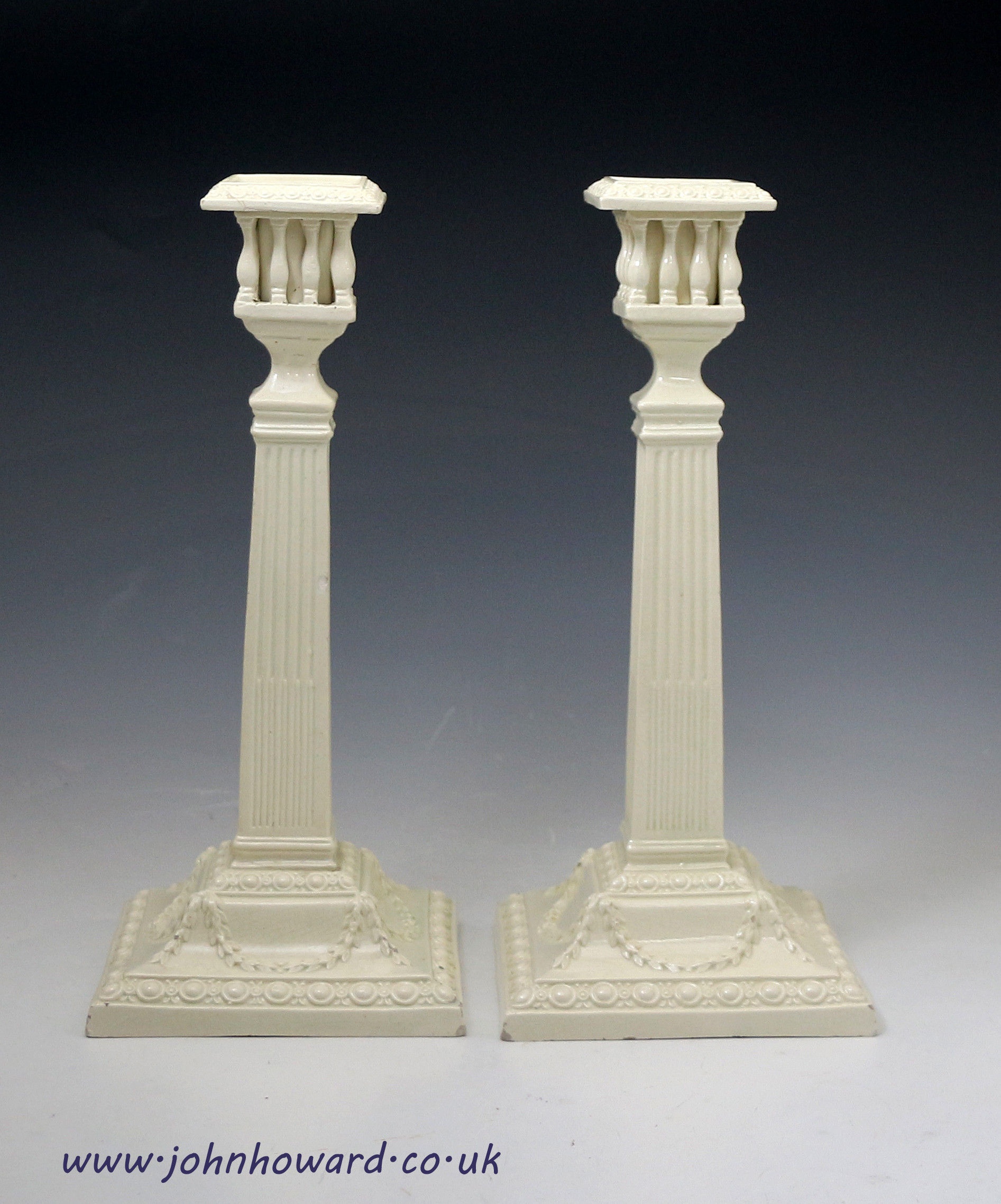 English creamware pottery candlesticks late 18th century