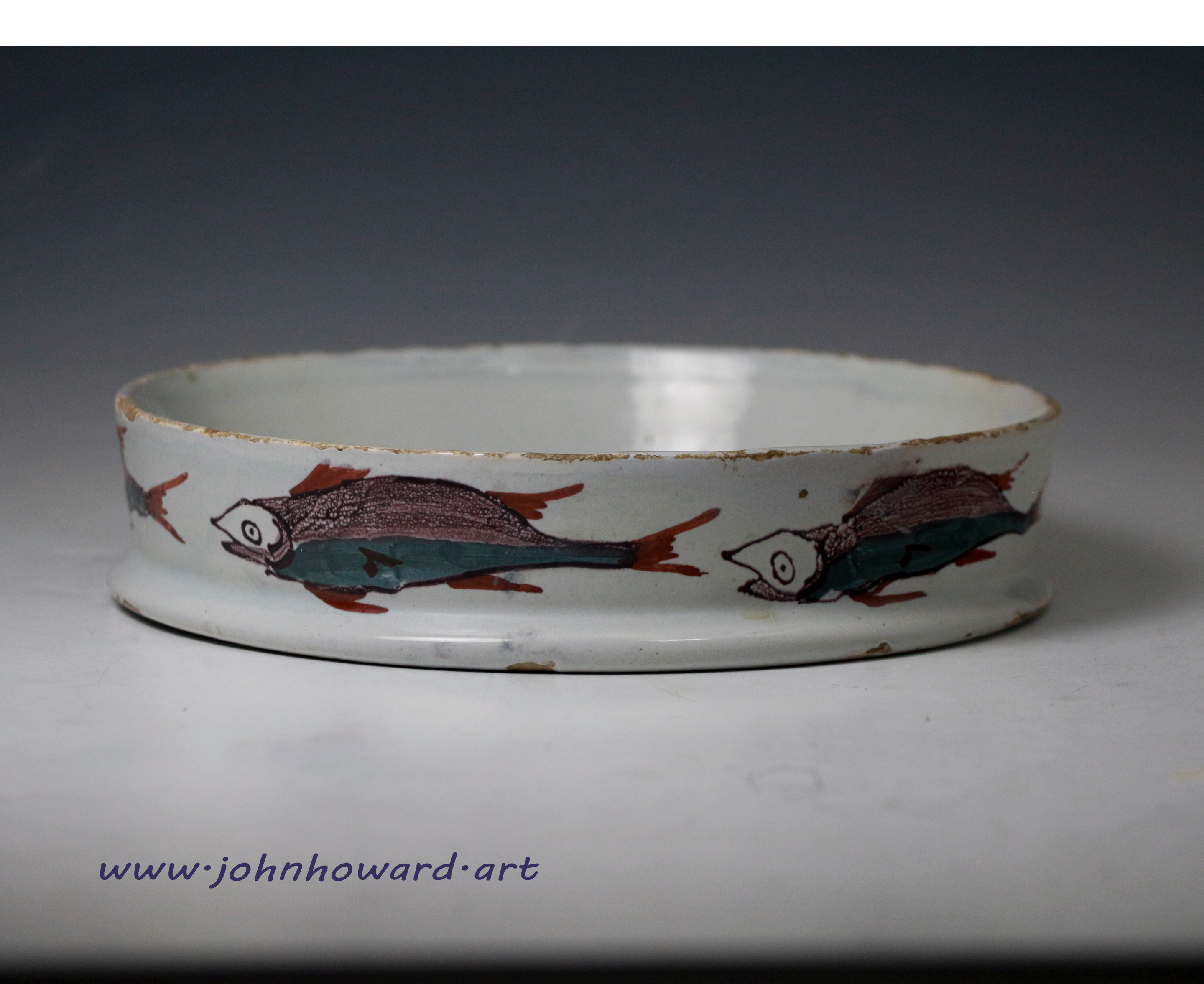 Antique English delftware pottery char dish mid 18th century