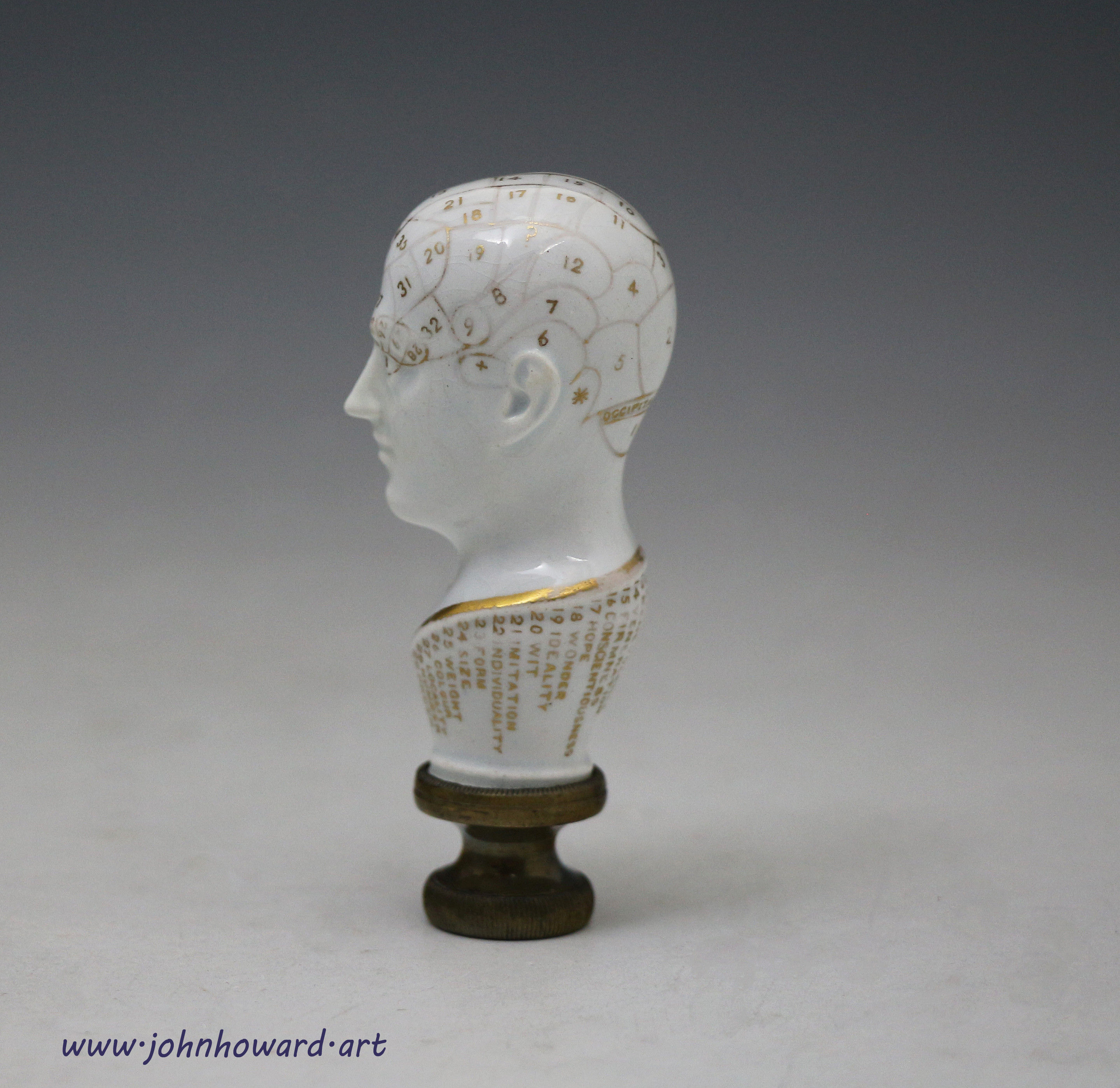 Phrenology English porcelain Head Pipe tamper or seal English circa 1820