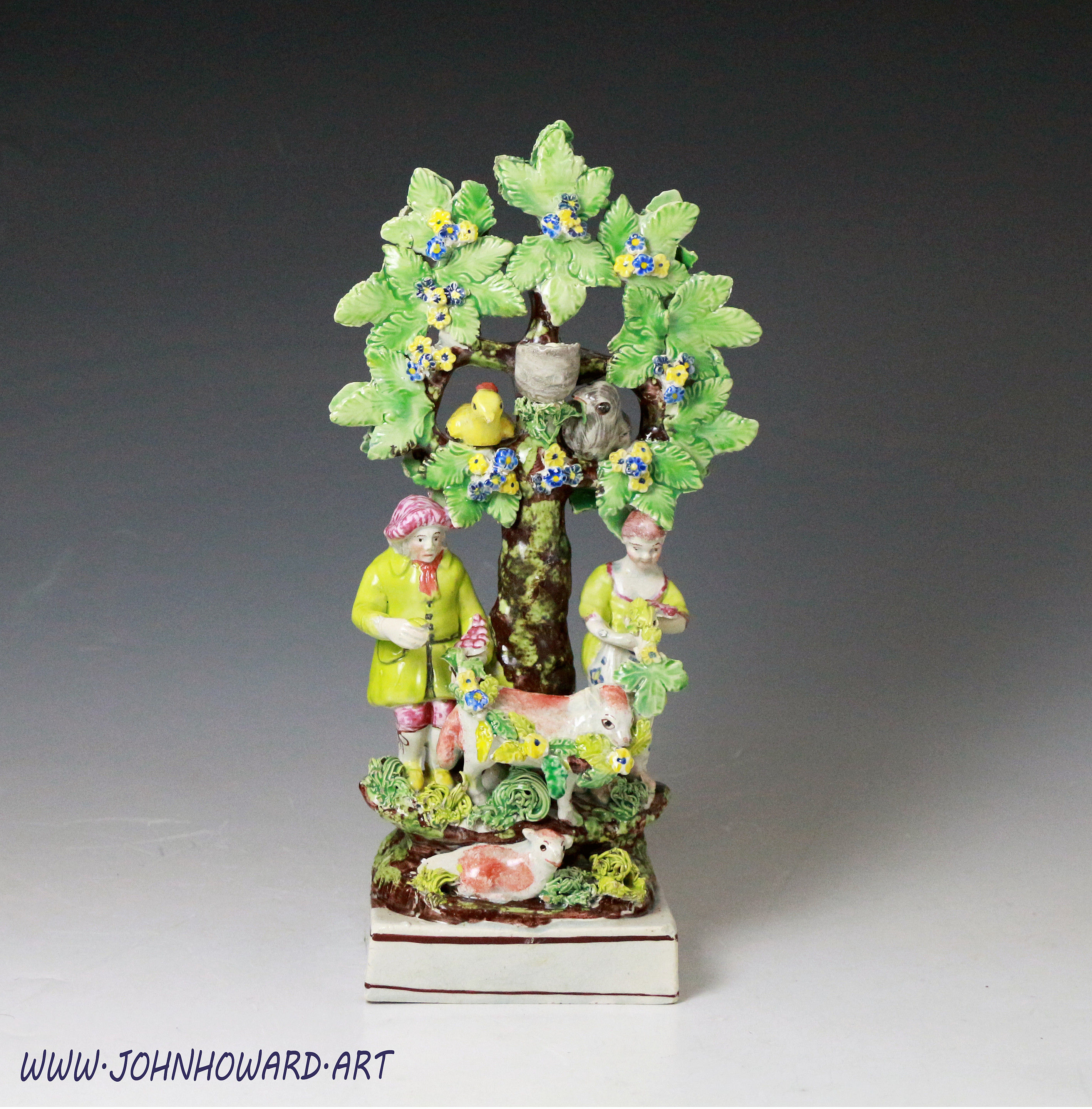 Antique Staffordshire pearlware pottery bocage group