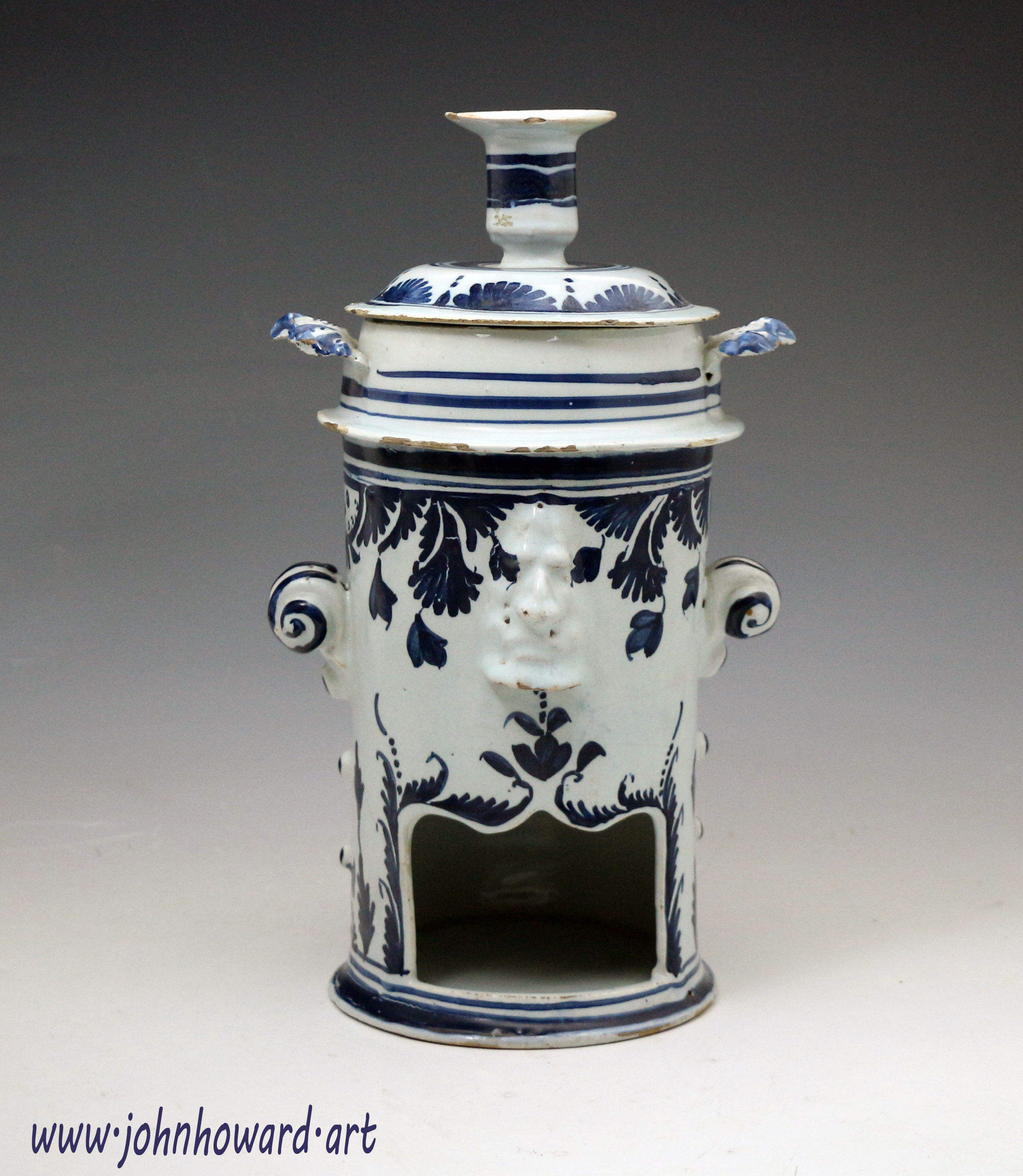 English pottery delftware food warmer mid 18th century London 