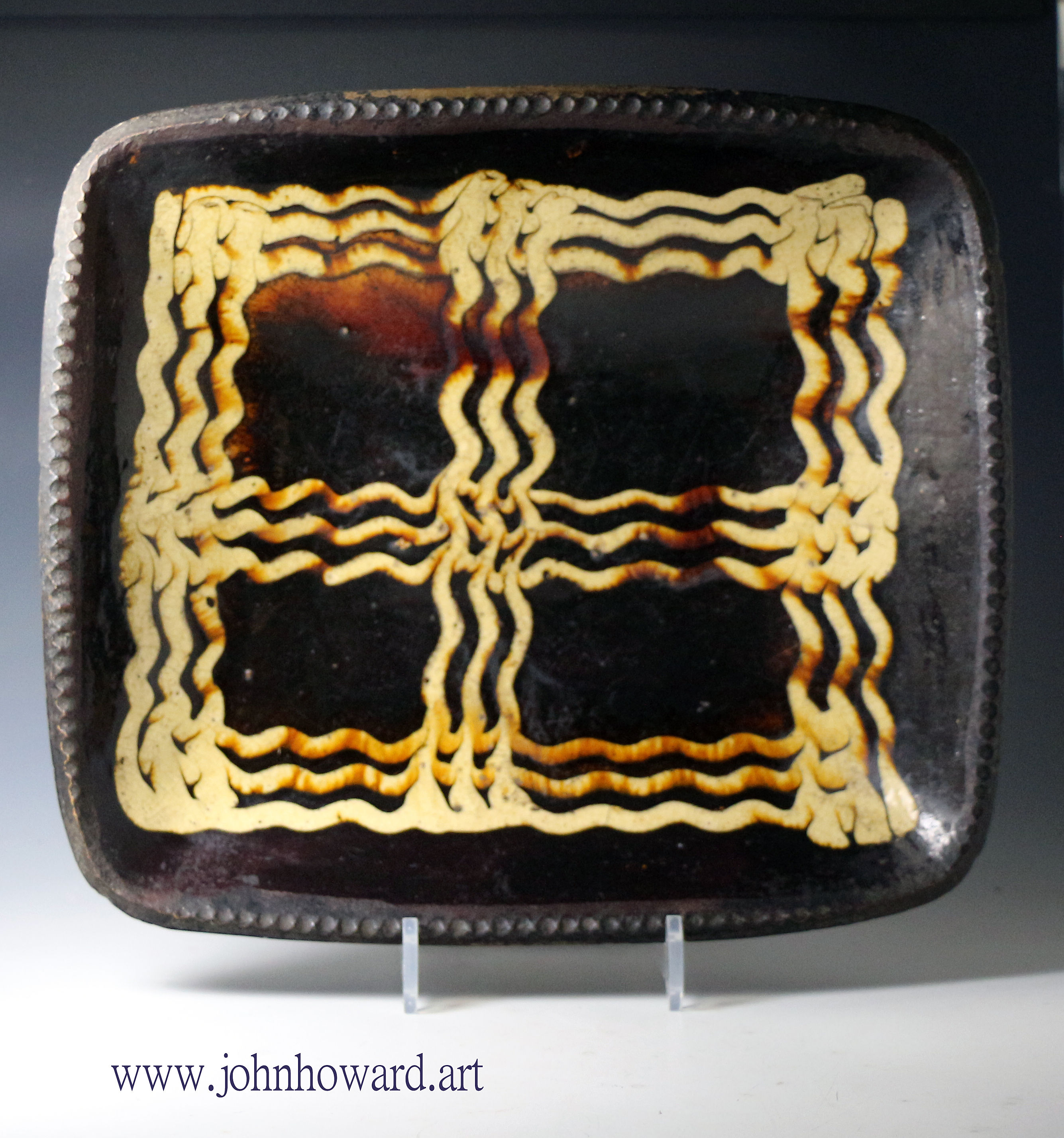 Antique English slipware  pottery baking or loaf dish late 18th century