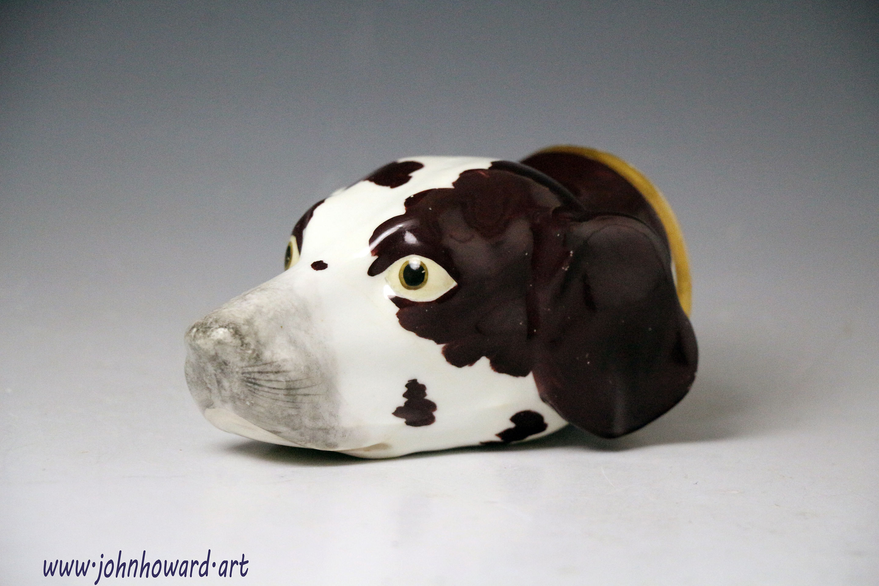 Antique Hound Head Stirrup cup Staffordshire England circa 1835