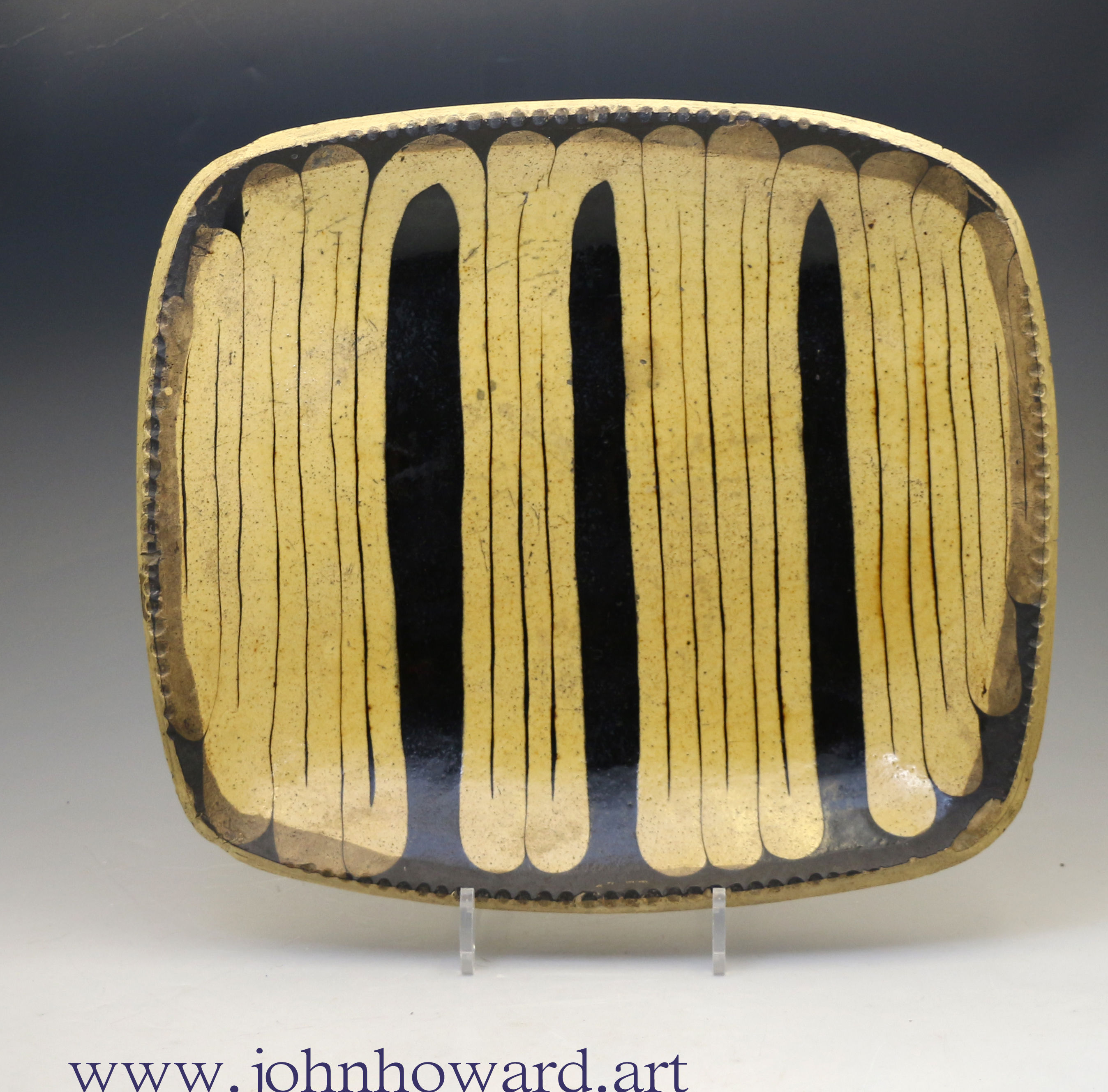 English slip decorated earthenware dish late 18th century period