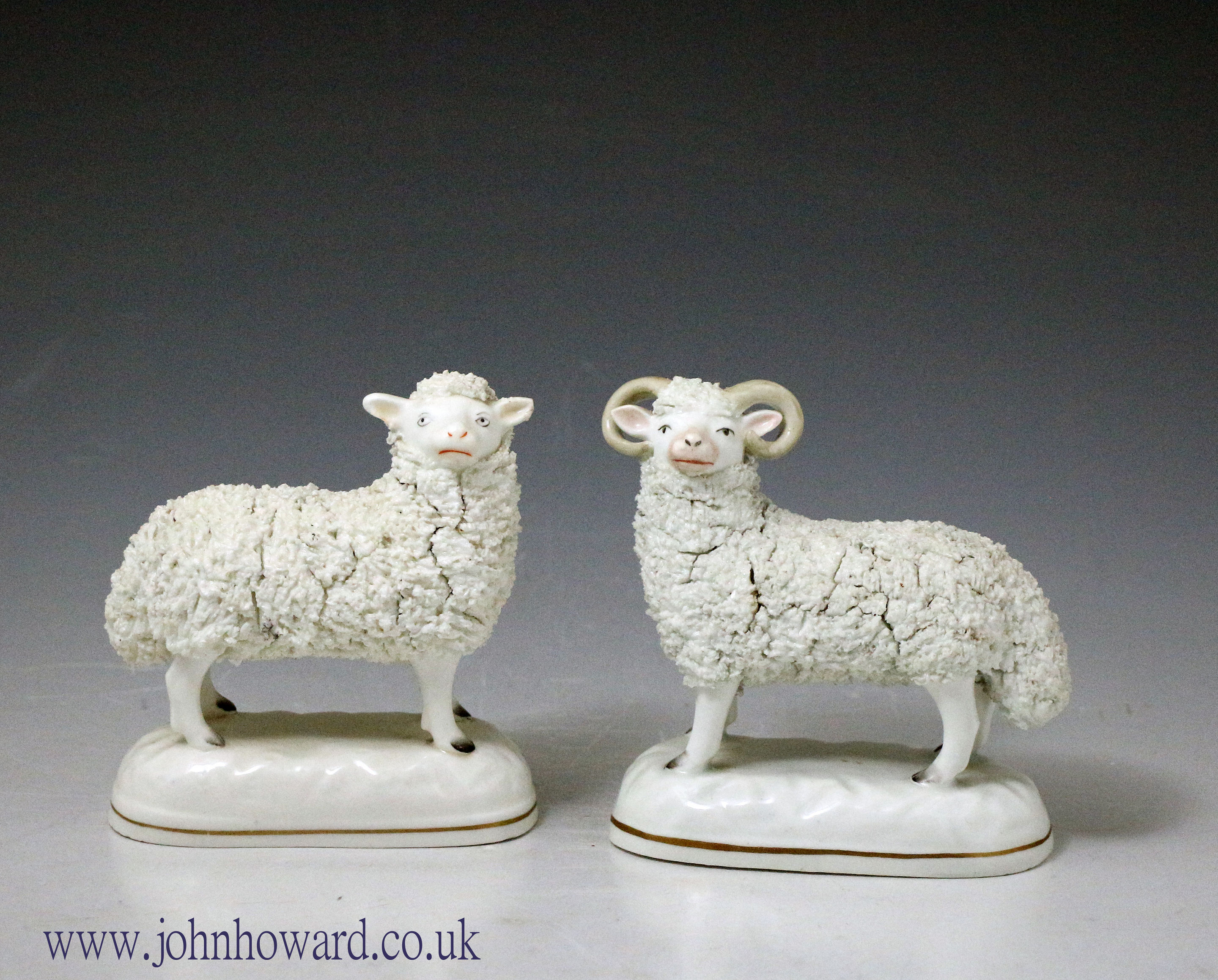 Antique Staffordshire figures of a Ram and Ewe circa 1840 period England