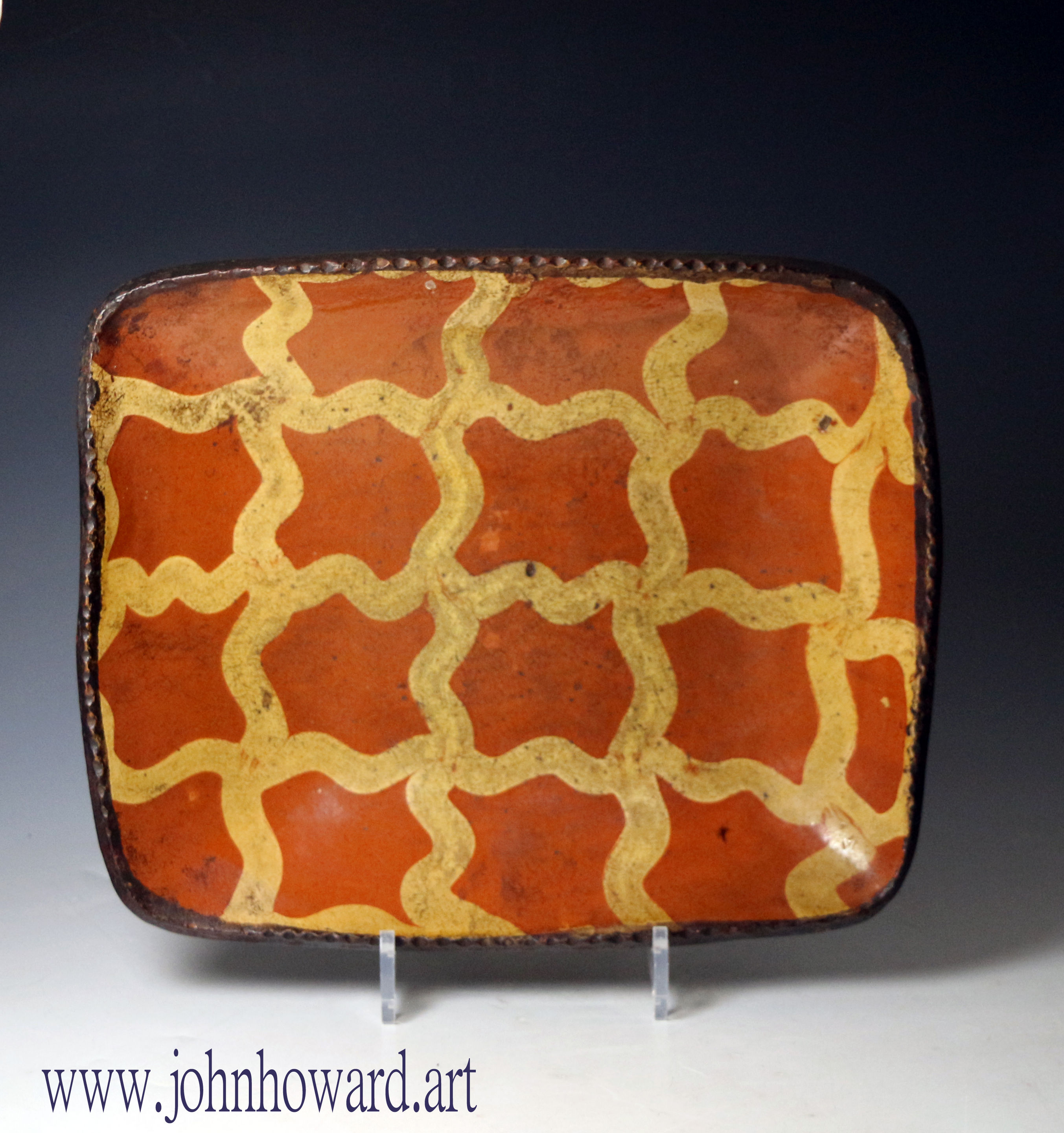 English earthenware slipware baking loaf dish antique period  late 18th century